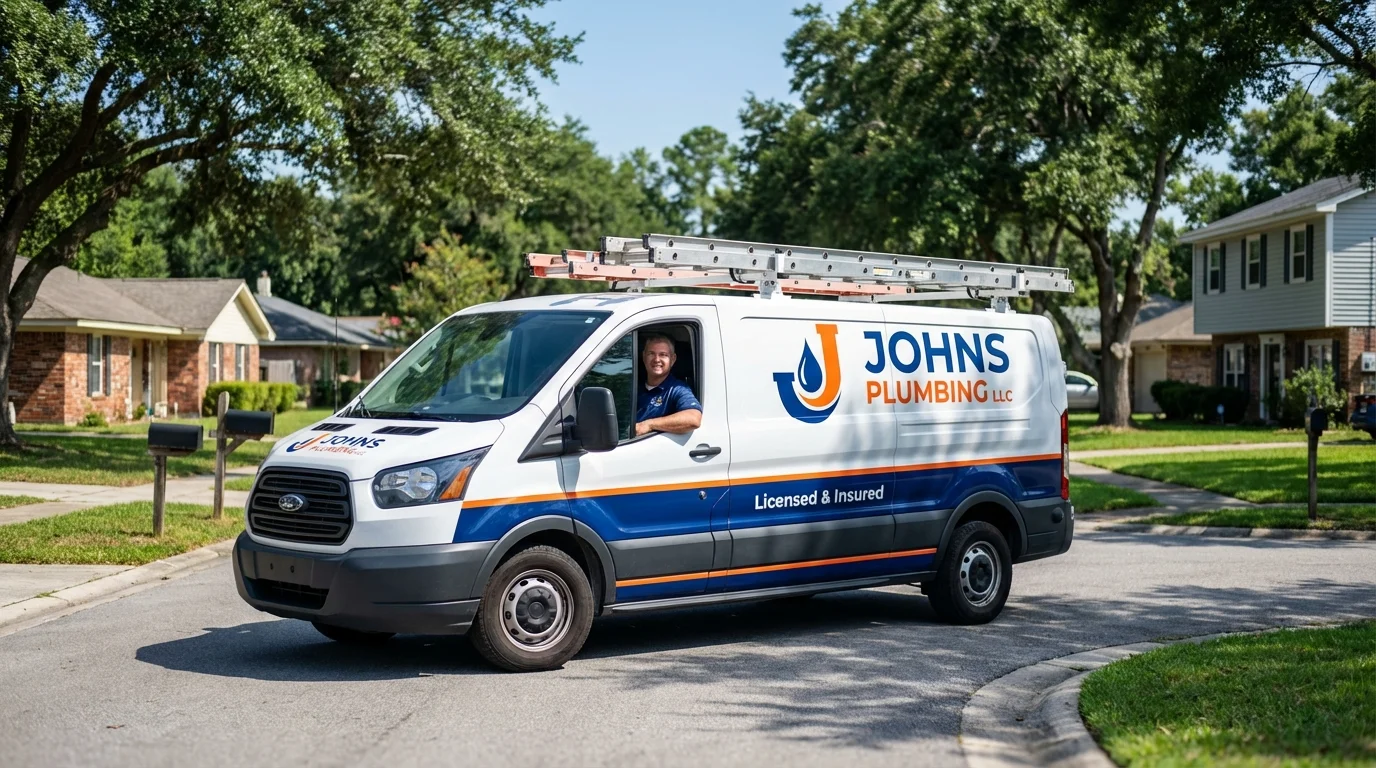 Johns Plumbing LLC service van in Harrisburg, AR
