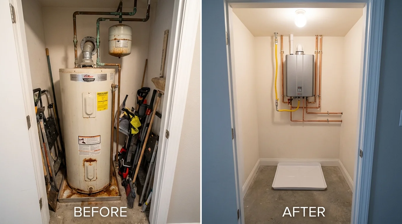 Tank water heater versus wall-mounted tankless unit comparison for Harrisburg, AR homeowners